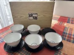 新品未使用　くらふと￼玻璃　バイロン　茶托付き冷茶セット　きらら