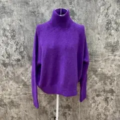 ✨Knit mix✨ニットミックス♡ハイネック♡ビビットカラー♡パープル(F)