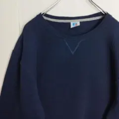 ラッセルアスレティック スウェット トレーナー ネイビー 裏起毛 無地 メンズL