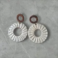 ウッド×ラタン サークルピアス ナチュラル