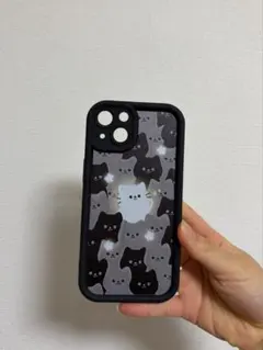 iPhone 13.14用 黒猫と白猫デザインケース