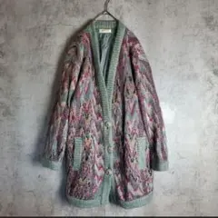 ヴィンテージ 総柄 モヘア混 ニットカーディガン モード