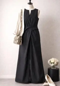 MARJOUR ナイロンオールインワン ワイドパンツ 新品 M ブラック