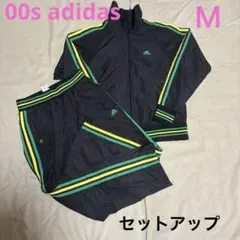 Y2K 05年製 adidas レディースM 黒 緑黄トラックジャケット上下