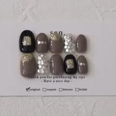 【現品限定】ネイルチップ 秋ネイル 冬ネイル ニュアンスネイル ホロネイル