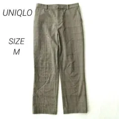 a1400▶ユニクロ　スマートアンクルパンツ【M】ブラウン　グレンチェック