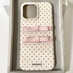 新品 ドット柄リボン付きiPhone16ProMaxケース