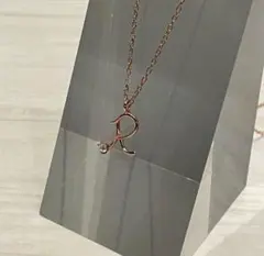 ピンクゴールドイニシャル「R」ネックレス シルバー925 ジルコン付き