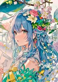 藤ちょこ先生 直筆サイン入り 「白拍子花子オーロラアート」 A4サイズ