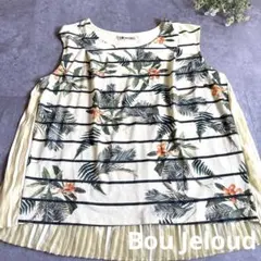 【大人可愛い】Bou Jeloud 異素材プリーツ チュニックブラウス　FREE