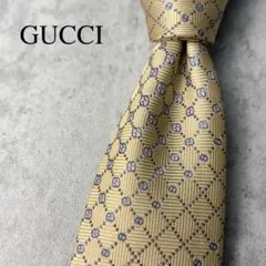 美品 GUCCI グッチ GG柄 グラデーション 格子柄 ネクタイ アイボリー