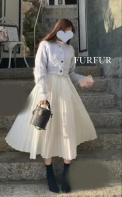furfur 起毛カーディガン　ブルー