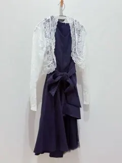 【美品】紺 ワンピース ノースリーブ ボレロ カーディガン S M