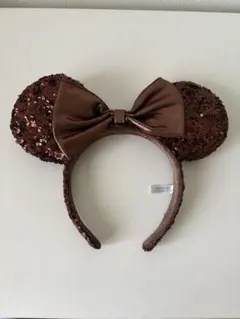 ミッキー耳カチューシャ ブラウン スパンコール