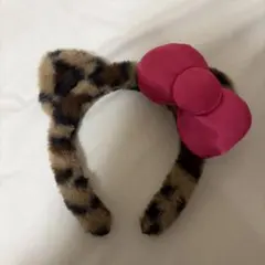 キティヒョウ柄ピンクリボンカチューシャ