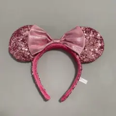 スパンコールカチューシャ　ピンク　ミニー　ディズニー　美品