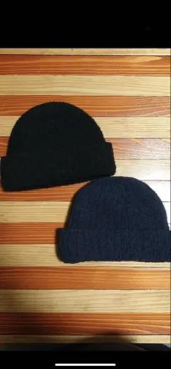 Maison Kinema ブラック ニット帽　新品 Maison Kinema ブラック ニット帽 新品