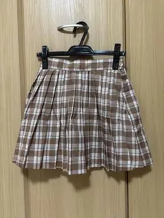 ブラウン チェック プリーツスカート