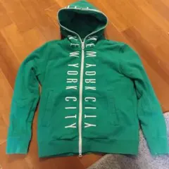 トミーヒルフィガー フルジップパーカー L 緑 センターロゴ デカロゴ