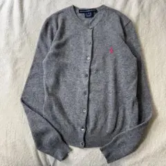 ラルフローレン カシミヤ混カーディガン グレー 長袖 ポニー刺繍