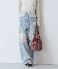 Kastane レースデニムパンツ