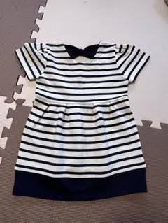 ボーダー柄ワンピース リボン 半袖 子供服 女の子のサムネイル