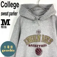 US古着☆スウェットパーカー　バスケチームロゴ　カレッジロゴ　アーチロゴ