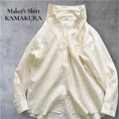 Maker's Shirt KAMAKURA シャツ　美品　リネン　ストライプのサムネイル