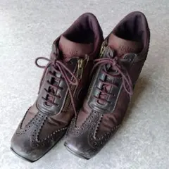 NO NAME◉レースアップスニーカー(38)レザー切替 ジップアップ厚底