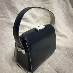 EUGENIO LENZOTTI ネイビー フォーマルハンドバッグ リボン付き