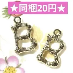 ☆メタルチャーム アルファベット B 2個セット☆ハンドメイド素材 アクセサリー