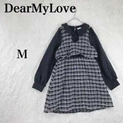 【ディアマイラブ】ミニ丈 セットアップ風 ツイード チェック M ブラック