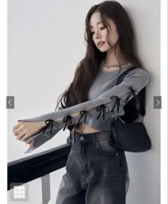 GRL スリットスリーブリボンニットトップス 【新品・未使用】のサムネイル