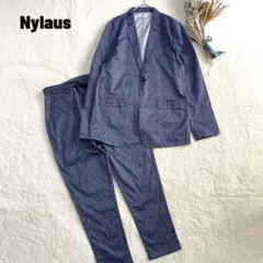 美品 Nylaus 総柄 セットアップ スーツ 薄手 イージーパンツ リラックス