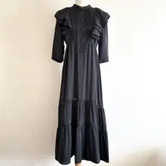 訳あり REDYAZEL ハシゴレース フリル ワンピース リボン マキシ丈 M