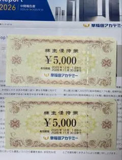 早稲田アカデミー　株主優待券　5000円　2枚　10000円分