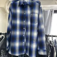 テ*ロ様 Caltop キャルトップ オンブレチェックシャツ ロイヤル × ホワ