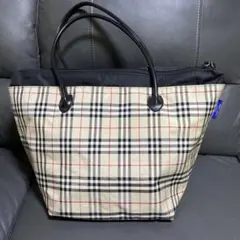 BURBERRY ブルーレーベル　ノバチェック　 ナイロンレザー トートバッグ