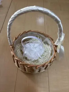 リングピロー　ハート型　リボンバスケット付き