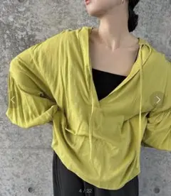 セレクトモカ　スキッパーシャツ　マスタード　フリーサイズ　リネン混