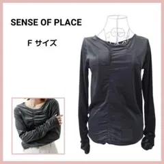 SENSE OF PLACE シアー ベロアTシャツ 長袖 チャコールグレー F