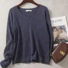 極美品☆アンディコール un dix cors 上品Vネックニット F グレー