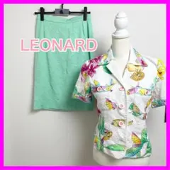美品】レオナール ジレ ベスト 花柄 リボン ネイビー マルチカラー L