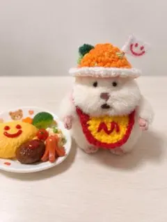 【お子様ランチコーデ】はむにぎり 帽子 オムライススタイ 着せ替え ぬい服