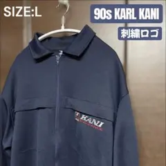 90s★KARL KANI カールカナイ 刺繍ロゴ ジップジャケット L Y2K