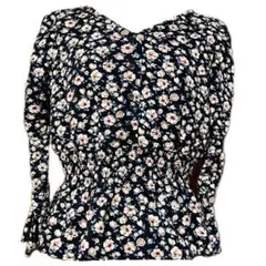 花柄ネイビーシャツ