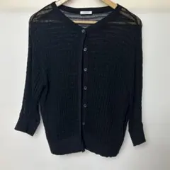 GLACIER ブラック 五分袖カーディガン L