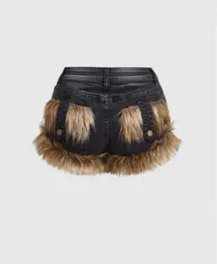 ファー付きブラックショートパンツ 最安値