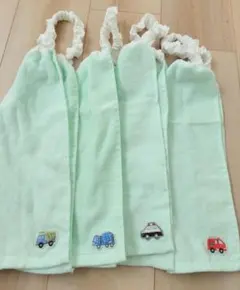 ハンドメイド　乗り物　おりこうエプロン　タオルエプロン　4枚セット　抗菌