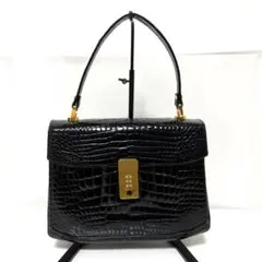 G.BORRI ジーボリー シャイニー クロコダイル ハンドバッグ ゴールド金具 G.BORRI ジーボリー シャイニー クロコダイル ハンドバッグ